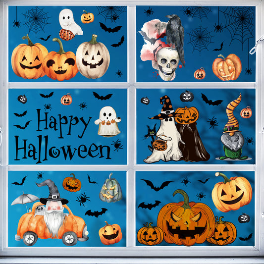 π Halloween Window Stickers β Cute Pumpkin & Bat Static Clings for Glass Doors & Party Decor π»π¦ Kawaii Stickers