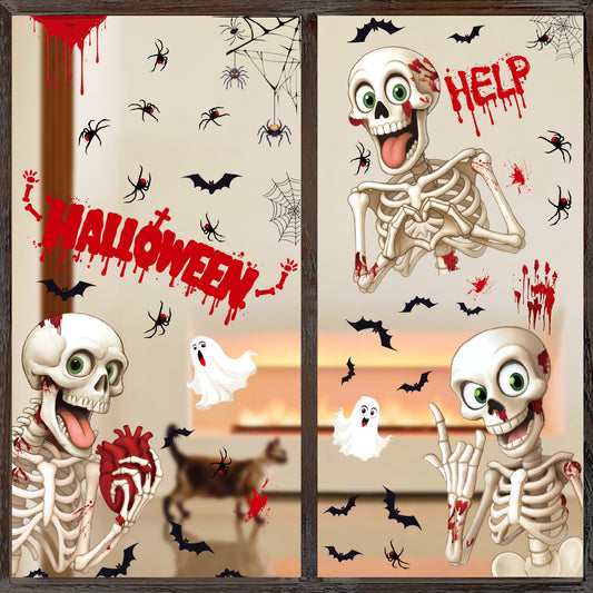 π Halloween Skeleton & Ghost Window Stickers β Spooky Fun for Your Home π Kawaii Stickers