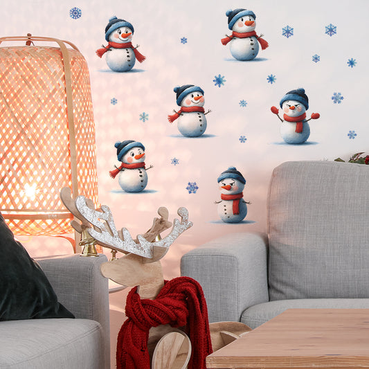 βοΈ Creative Funny Snowman & Snowflake Christmas Wall Stickers β Self-Adhesive PVC DΓ©cor βοΈπ Kawaii Stickers