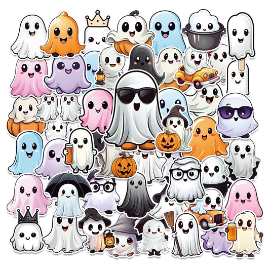 Halloween Stickers Set βCute Ghost Designs for DIY Lovers (50pcs)