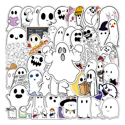 Halloween Stickers - 50Pcs Cute Ghost Pack for DIY Fun π