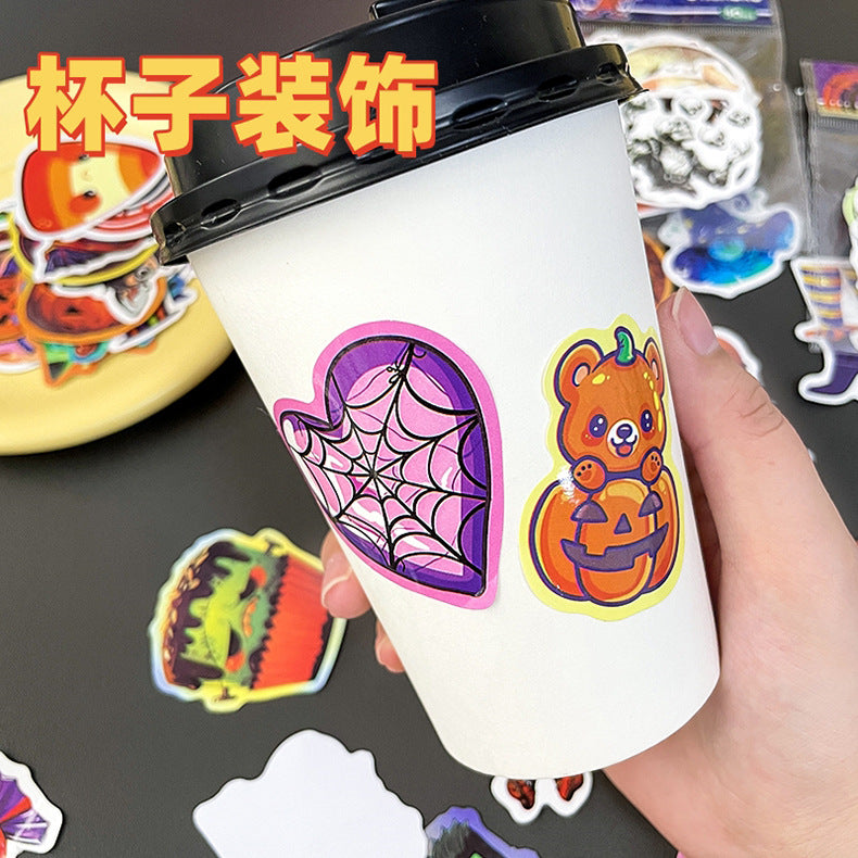 ๐ 50 Halloween Stickers โ Skulls, Pumpkins, Witches, Grim Reapers & Black Cats ๐ค Kawaii Stickers