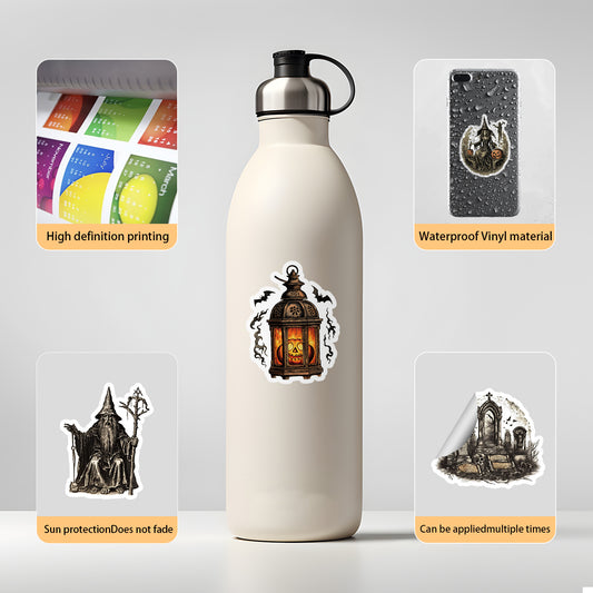 π 50pcs Nordic Gothic Halloween Stickers β Waterproof PVC Vinyl Decals for Laptop, Water Bottle & Holiday Decor Kawaii Stickers