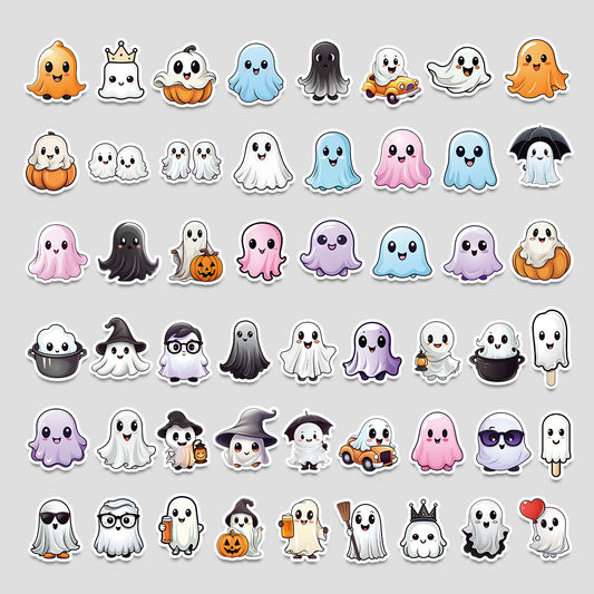 Halloween Stickers Set βCute Ghost Designs for DIY Lovers (50pcs)