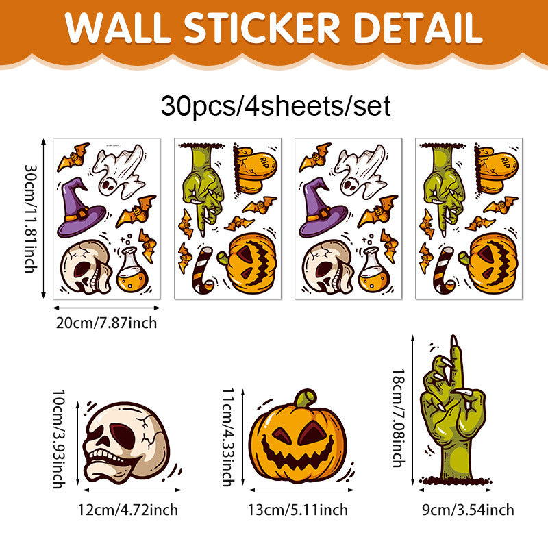 🎃 Cute Halloween Stickers – Cartoon Devil, Pumpkin & Ghost Window Stickers 🕸️ Kawaii Stickers