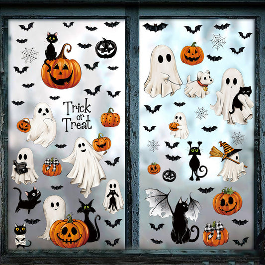 π Cute Halloween Pumpkin Window Stickers β Autumn Glass DΓ©cor PVC Self-Adhesive Kawaii Stickers