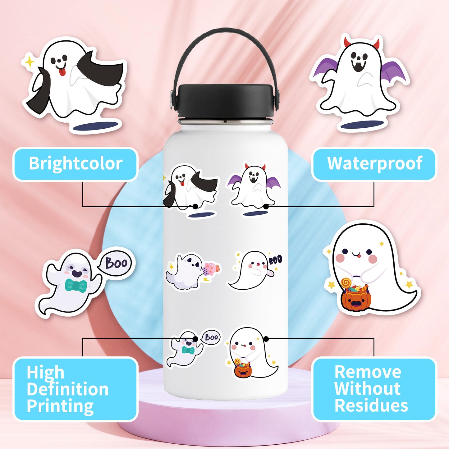 Cute Halloween Stickers Ghost Pumpkin Decals(50pcs)