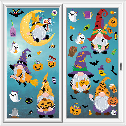 πβ¨ Latest Halloween Window Stickers β Static-Cling Glass Decals with Pumpkins, Bats, Ghosts & Gnomes β Double-Sided Party Decorations Kawaii Stickers