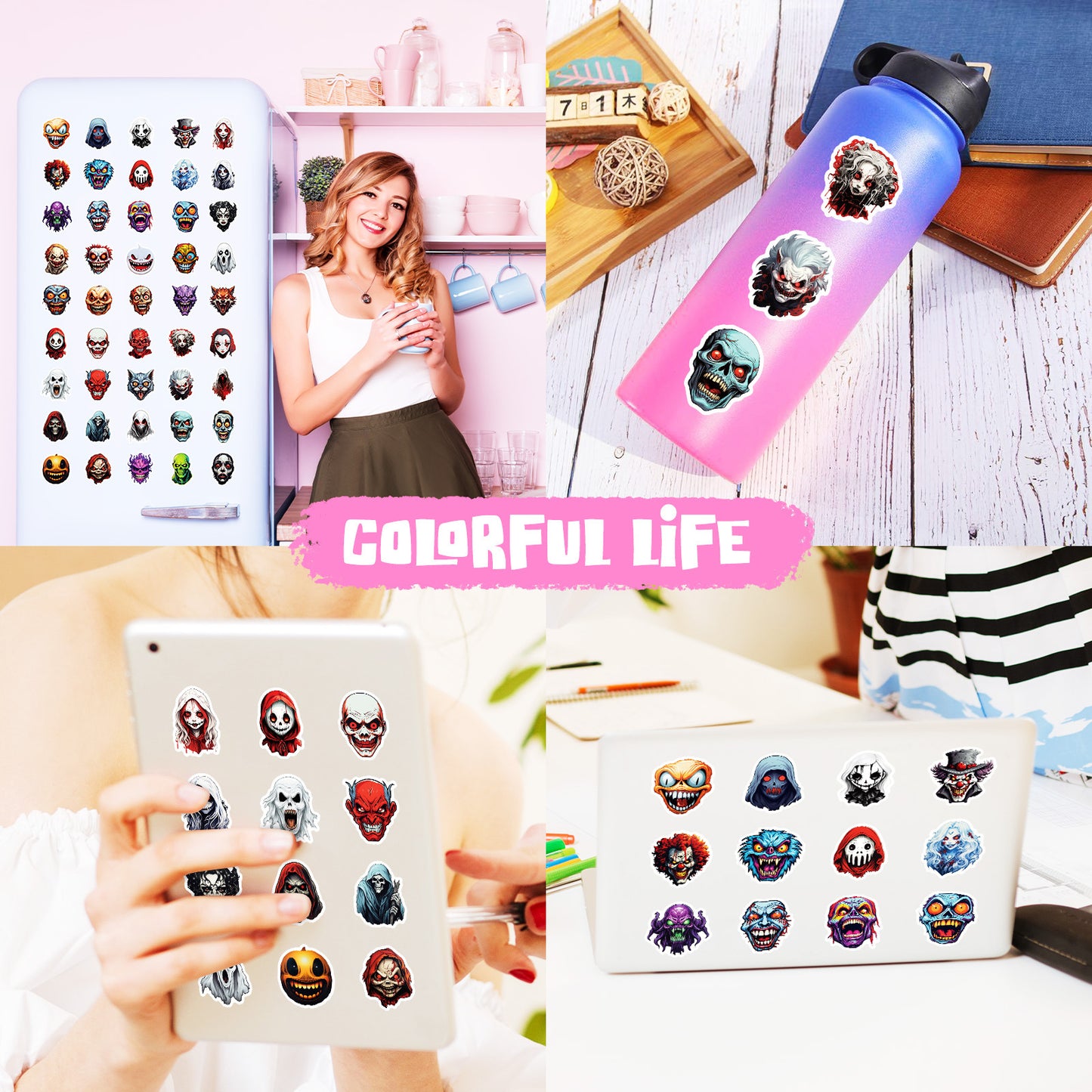 Halloween Stickers – 50pcs Scary Creepy Face DIY Stickers