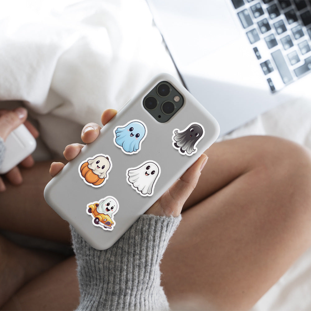 Halloween Stickers Set –Cute Ghost Designs for DIY Lovers (50pcs)