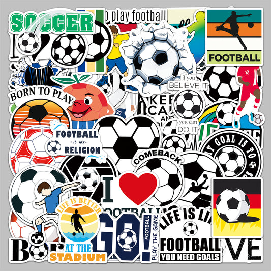 Football Stickers β 50Pcs Sport Designs β High-Definition Waterproof PVC β For Water Bottles, Laptops, Skateboards, Suitcases, Phones β Kawaii Stickers Kawaii Stickers