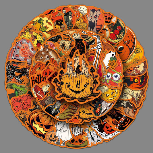 π 50 Pcs Vintage Halloween Stickers β Holiday Decoration for Journals & Luggage Kawaii Stickers