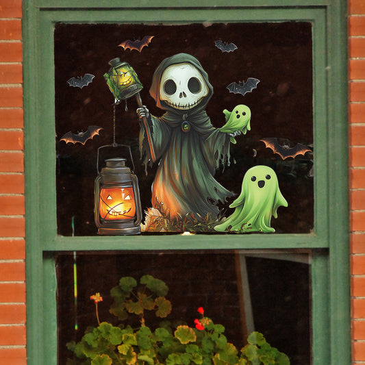 π Halloween Skeleton Ghost & Bat Static Cling Window Stickers πΈοΈππͺ Kawaii Stickers