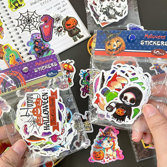 π 50 Halloween Stickers β Skulls, Pumpkins, Witches, Grim Reapers & Black Cats π€ Kawaii Stickers