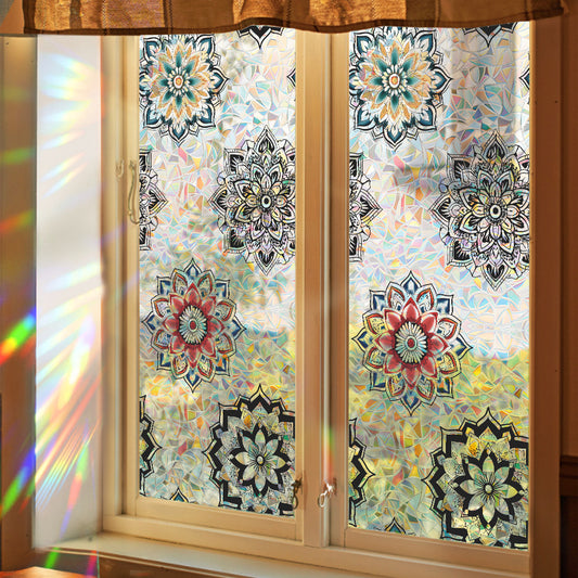 πΈ Holographic Mandala Flower Window Stickers β Colorful & Mindful Home Decor πΈ Kawaii Stickers