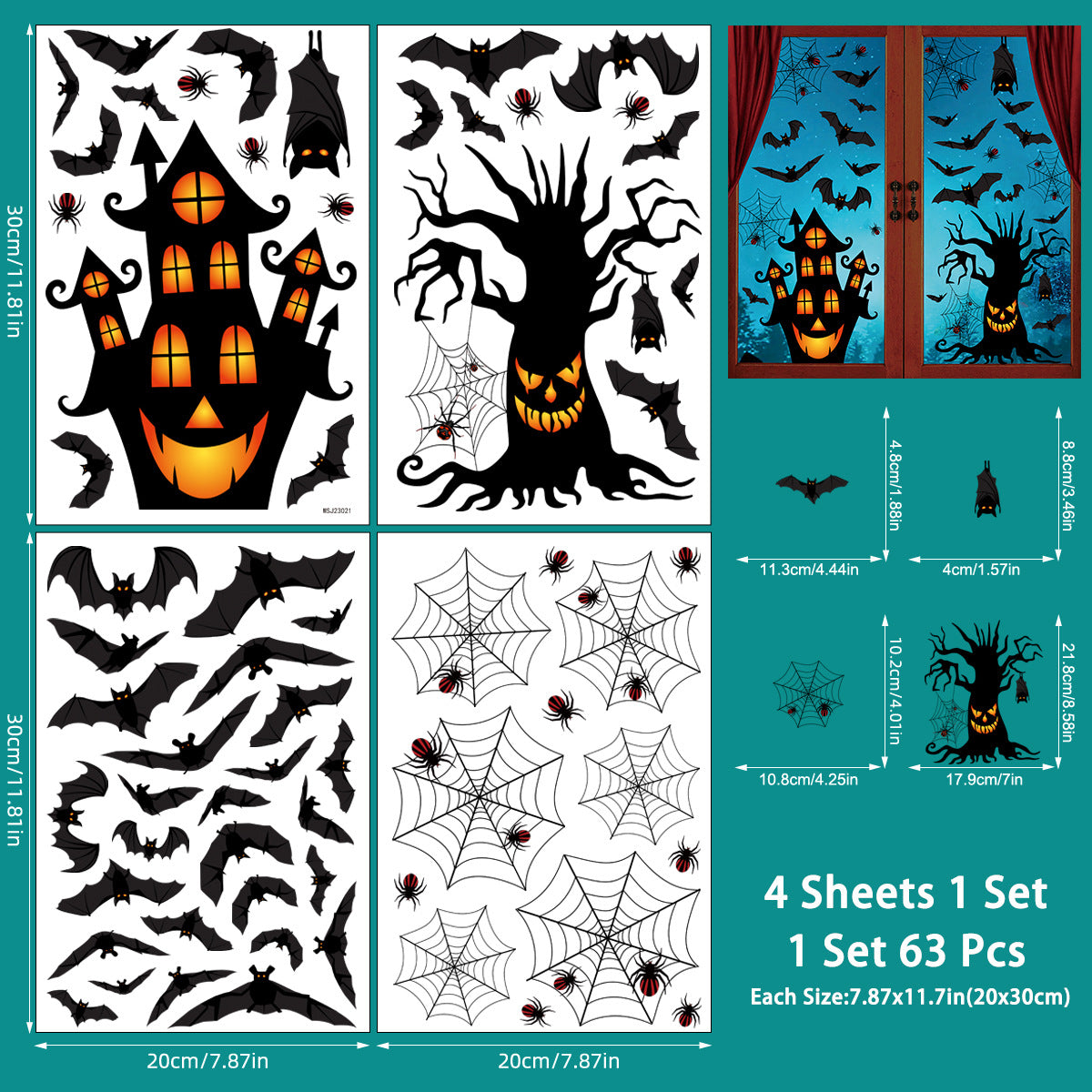 🎃 Spooky Halloween Window Stickers – Ghost, Pumpkin & Spider Party Decor 👻🕷️ Kawaii Stickers