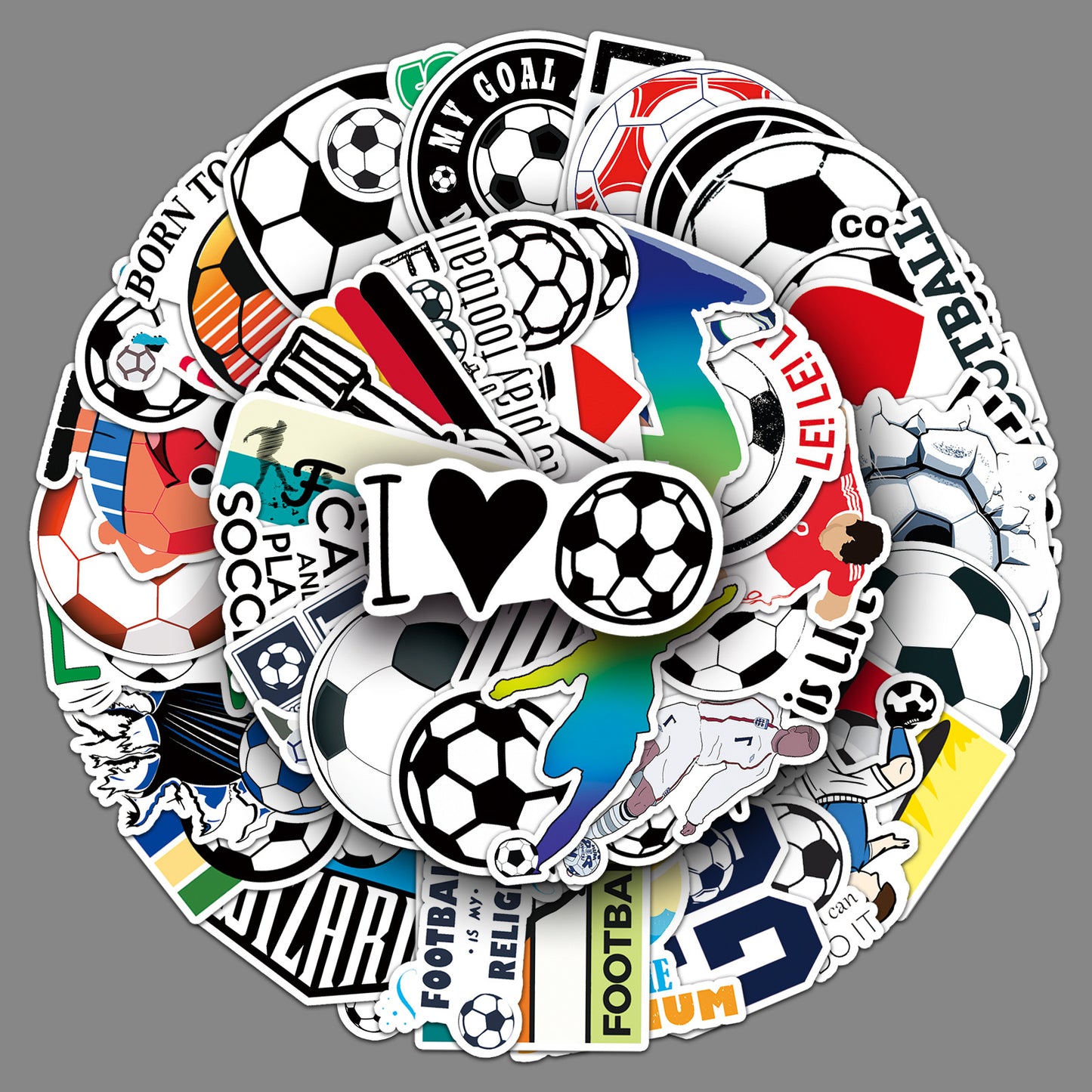 Football Stickers – 50Pcs Sport Designs – High-Definition Waterproof PVC – For Water Bottles, Laptops, Skateboards, Suitcases, Phones – Kawaii Stickers Kawaii Stickers