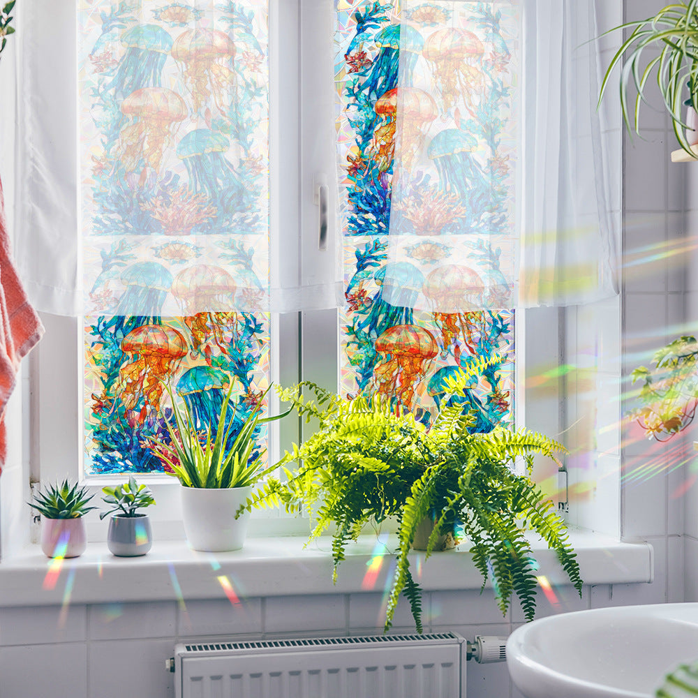 🌊 Holographic Dreamy Jellyfish & Coral Window Stickers – Ocean Vibes for Your Bathroom 🌊 Kawaii Stickers