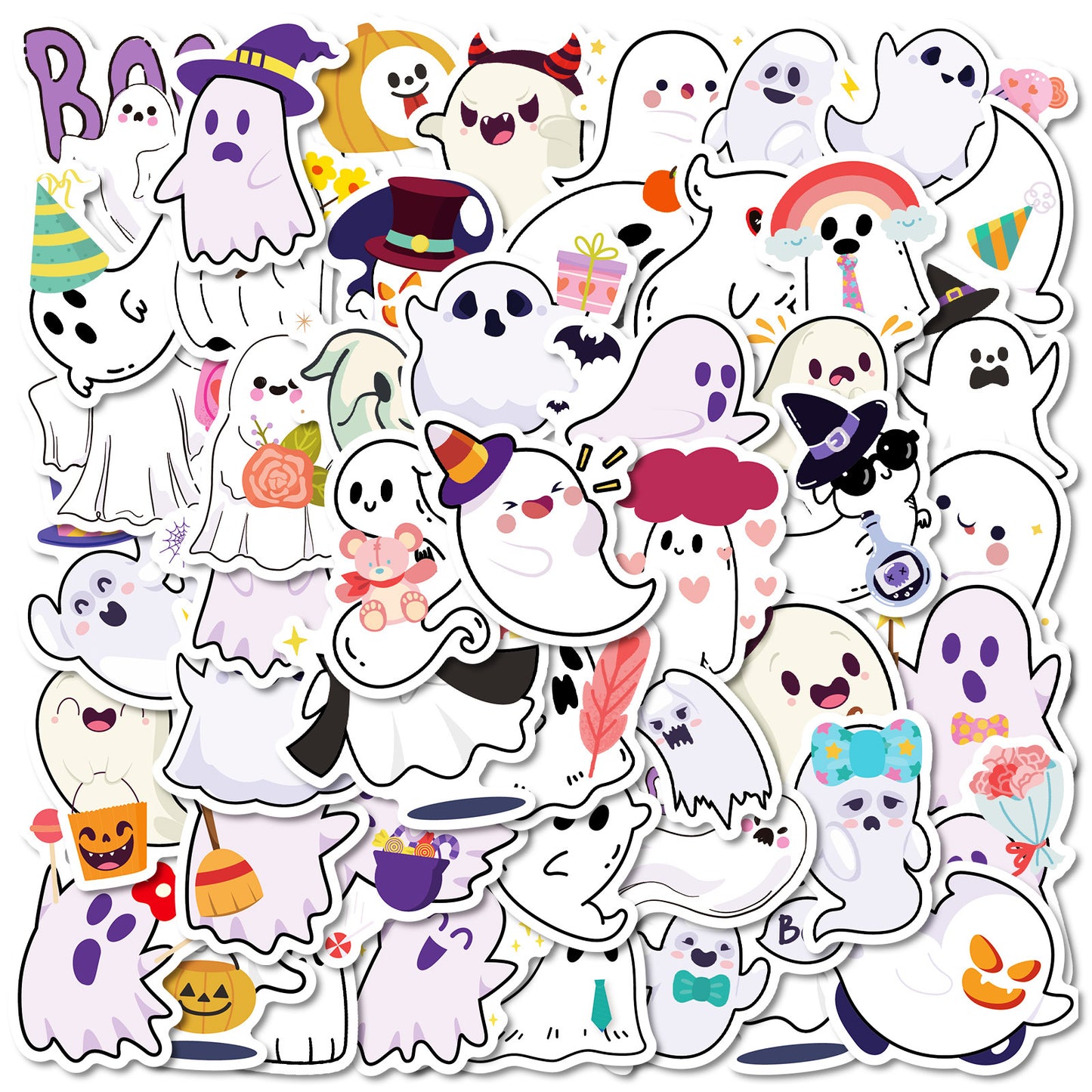 Cute Halloween Stickers  Ghost  Pumpkin Decals(50pcs)