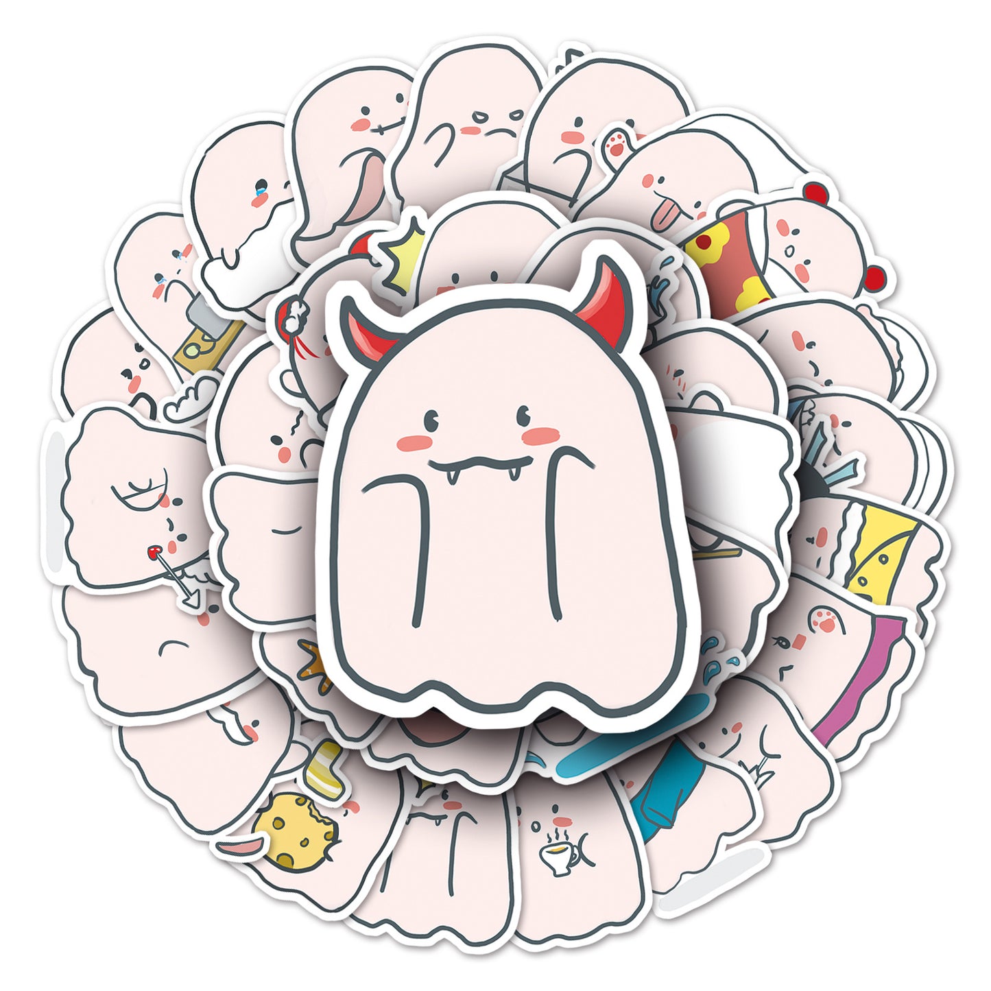 Halloween Stickers  Cute Ghost Graffiti Halloween Sticker (50pcs)