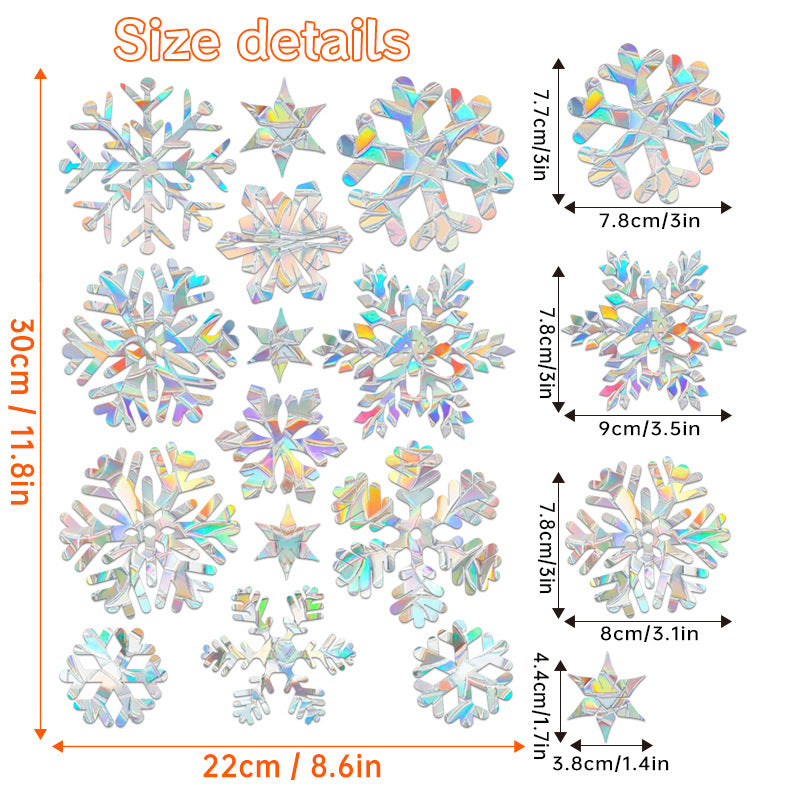 🎄 Holographic Snowflake Window Stickers – Christmas Reindeer & Festive Glass Decor ❄️✨ Kawaii Stickers