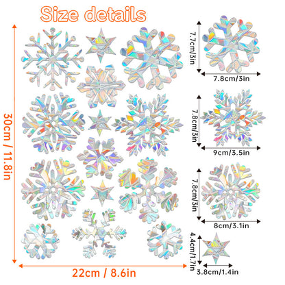 🎄 Holographic Snowflake Window Stickers – Christmas Reindeer & Festive Glass Decor ❄️✨ Kawaii Stickers