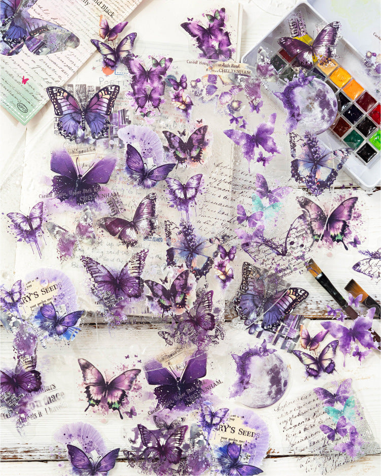 40PCS Butterfly Sticker Book – White Ink & Color Ink Botanical Collection – Scrapbook & Journal Vinyl Decals Kawaii Stickers