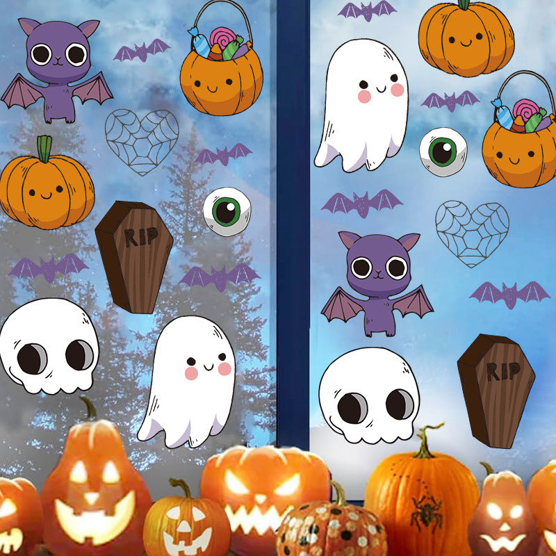 🎃 Cute Halloween Stickers – Cartoon Devil, Pumpkin & Ghost Window Stickers 🕸️ Kawaii Stickers