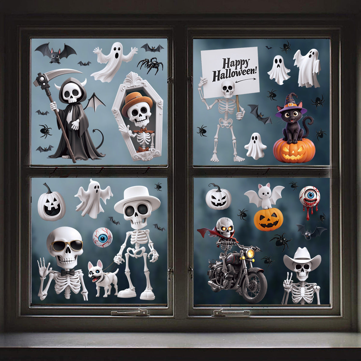 Spooky Halloween Window Stickers – Bats, Pumpkins & Ghosts 🎃🕸️ Kawaii Stickers