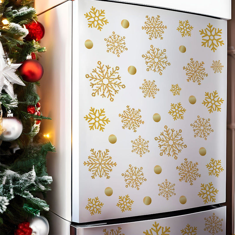 🎄 Yellow Snowflake Window Stickers – Festive Christmas Static Cling Glass Decor ❄️✨ Kawaii Stickers