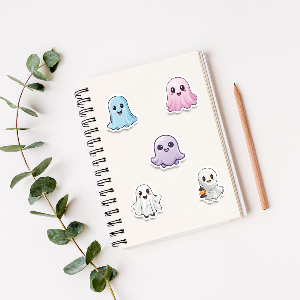Halloween Stickers Set –Cute Ghost Designs for DIY Lovers (50pcs)