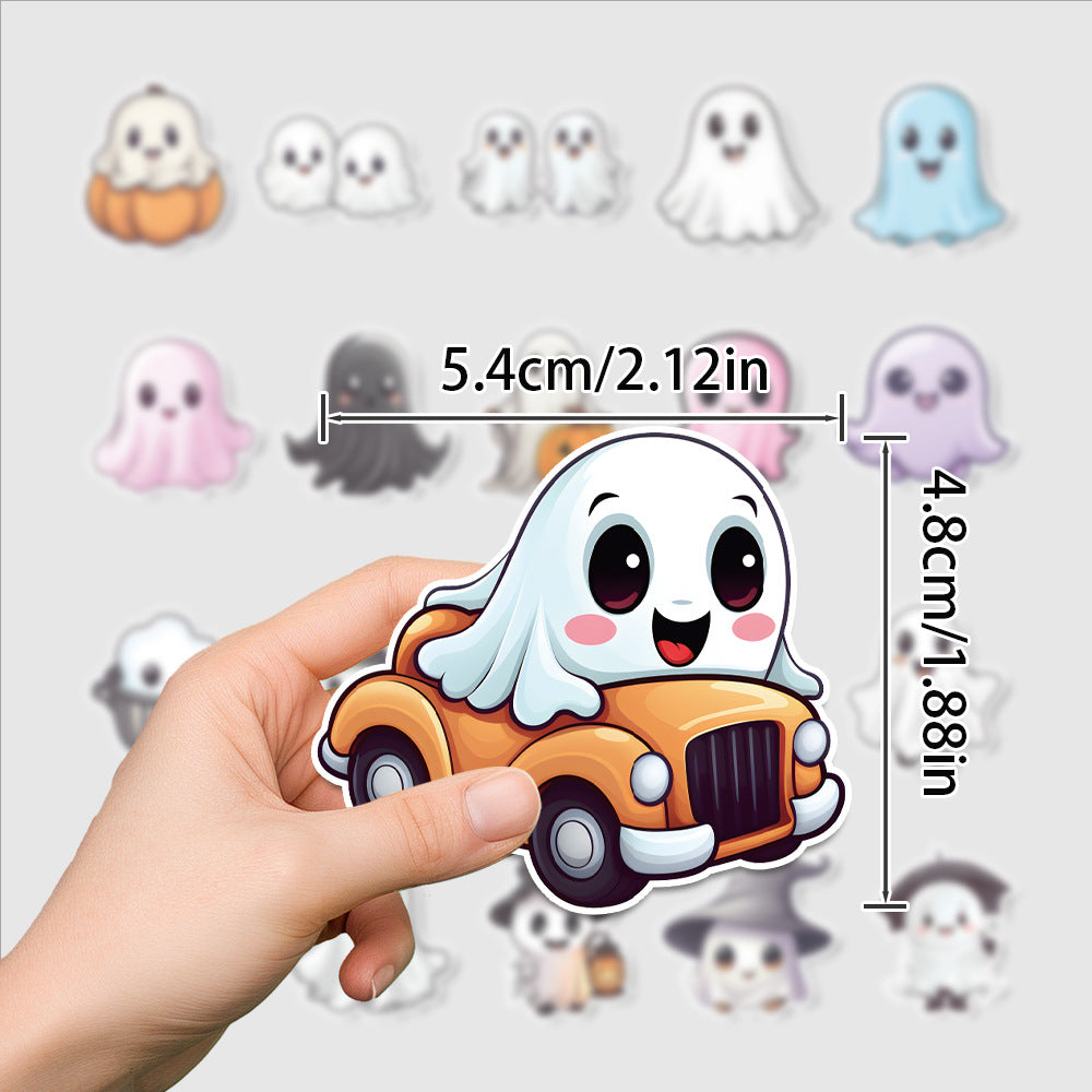 Halloween Stickers Set –Cute Ghost Designs for DIY Lovers (50pcs)