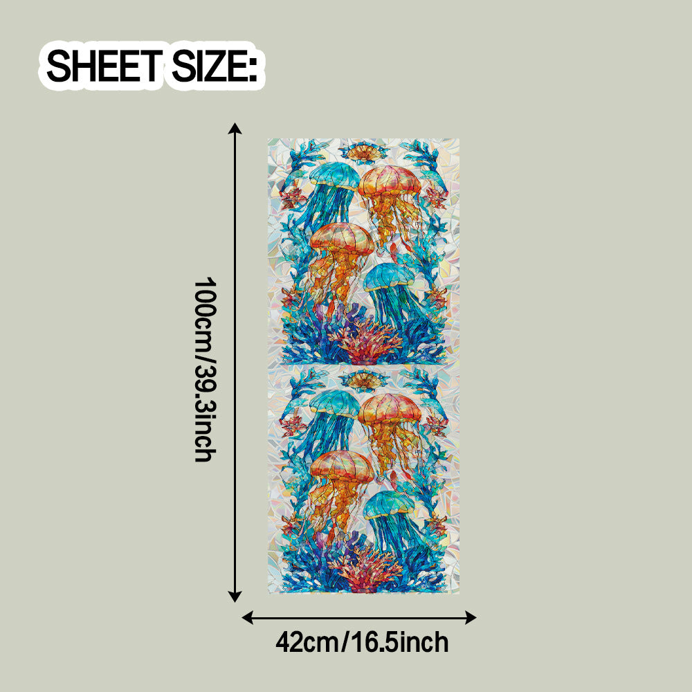 🌊 Holographic Dreamy Jellyfish & Coral Window Stickers – Ocean Vibes for Your Bathroom 🌊 Kawaii Stickers