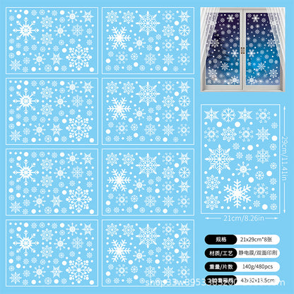 🎄 White & Blue Snowflake Window Stickers – Static Cling Christmas Window Decals for Holiday Decor 🎄 Kawaii Stickers