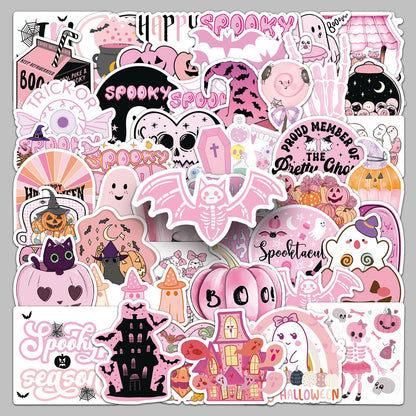 Halloween Stickers | 50pcs Pink Halloween Cute Sticker Set for DIY & Decoration