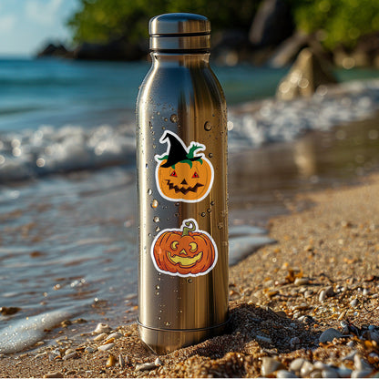 🎃 50pcs Halloween Pumpkin Stickers – Waterproof Vinyl Decals for Cars, Phones, Water Bottles & Holiday Decoration Kawaii Stickers