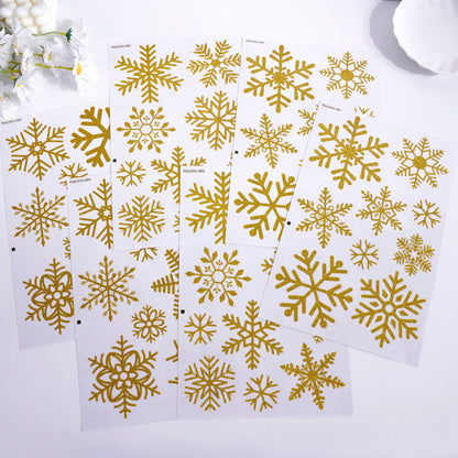 ✨ Glitter Snowflake Window Stickers – Gold & Silver Holiday Glass Decals 🎄 Kawaii Stickers