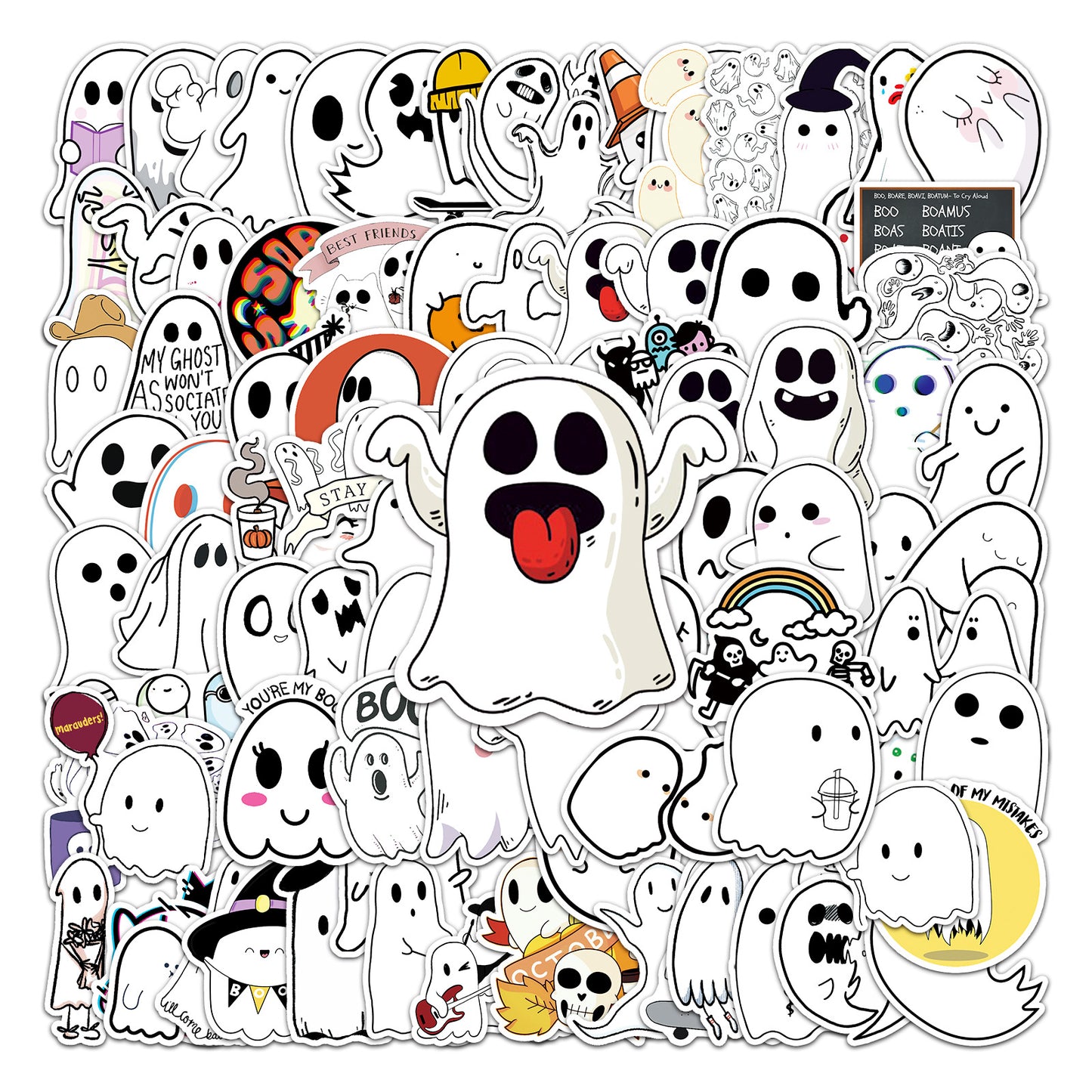 Halloween Stickers Adorable Ghost  for laptops skateboards  bottles