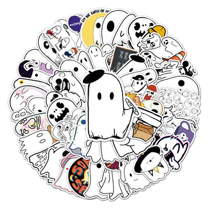 Halloween Stickers - 50Pcs Cute Ghost Pack for DIY Fun 🎃