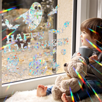 Halloween Stickers – Holographic Bat Suncatcher PVC Decals 🦇