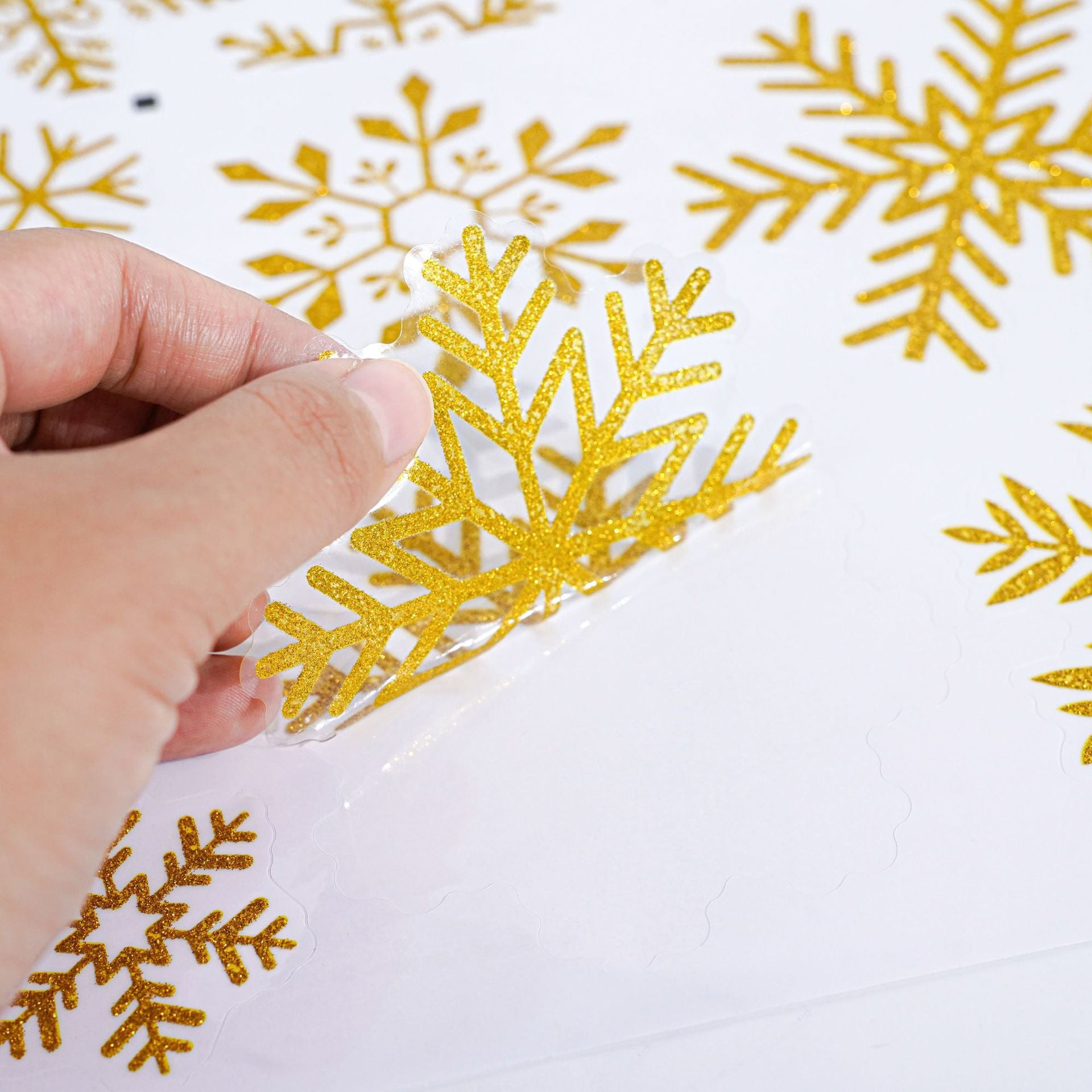 ✨ Glitter Snowflake Window Stickers – Gold & Silver Holiday Glass Decals 🎄 Kawaii Stickers
