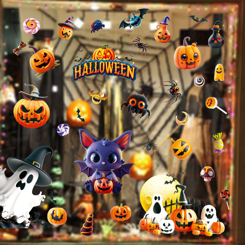 🎃 Halloween Window Stickers – Cute Ghosts & Pumpkins 👻🕸️ Kawaii Stickers