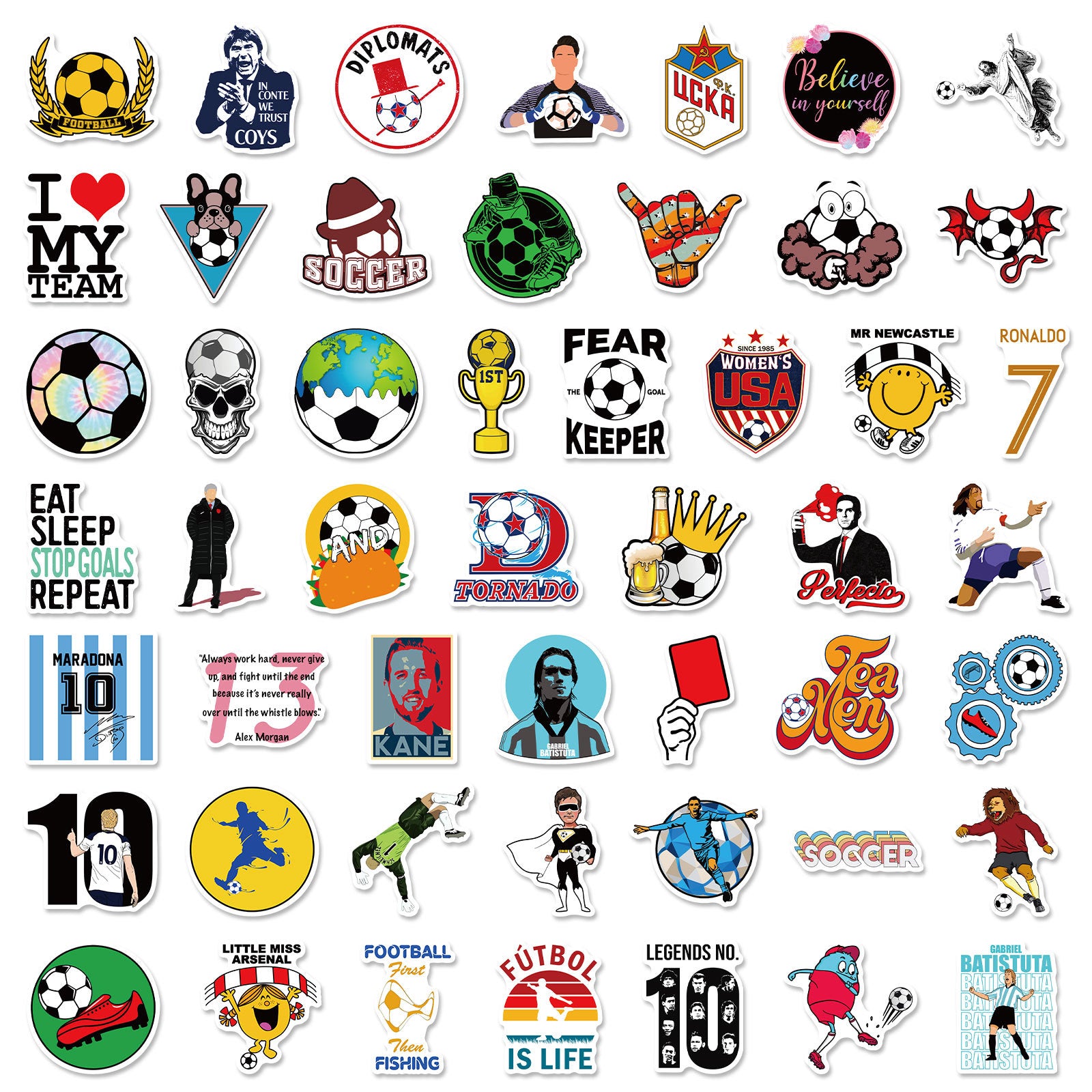 ⚽ 50Pcs Creative Football Stickers – Colorful Sports Life for 2025 Fans 🎨✨ Kawaii Stickers