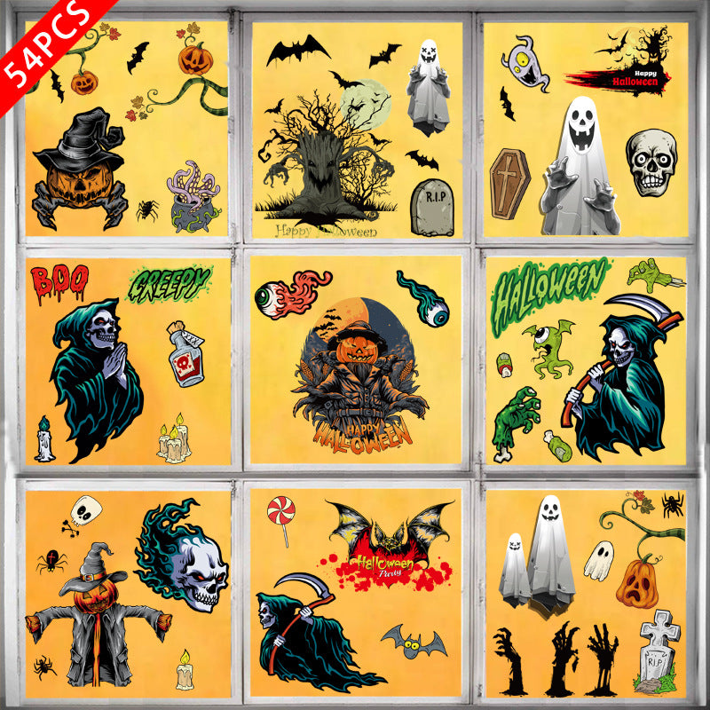 Halloween Window Stickers-Spooky Haunted Castle – Double-Sided Static Cling Ghost, Pumpkin & Zombie Glass Décor 👻🕸️ Kawaii Stickers