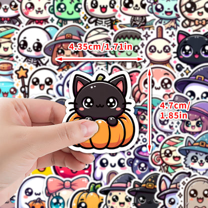 🎃 50pcs Cute Halloween Stickers Pack – Waterproof PVC Laptop Water Bottle Decorations Cute Halloween Stickers Kawaii Stickers