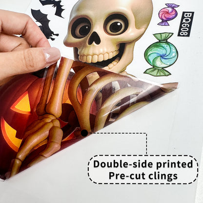 💀 Halloween Skull & Pumpkin Glass Window Stickers – Spooky Fun Decor 🎃 Kawaii Stickers