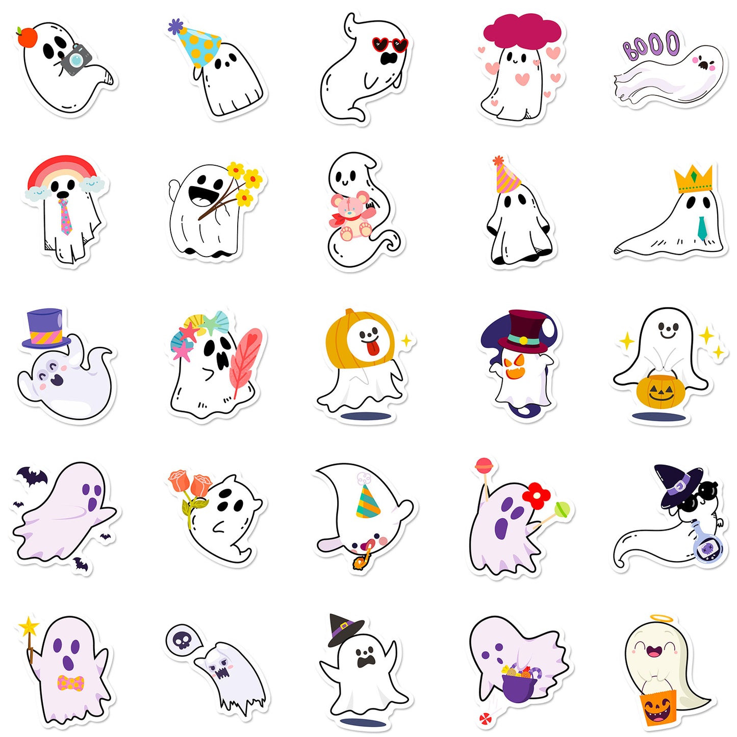 halloween stickers – Cute Ghost Stickers Set for Spooky DIY Decor