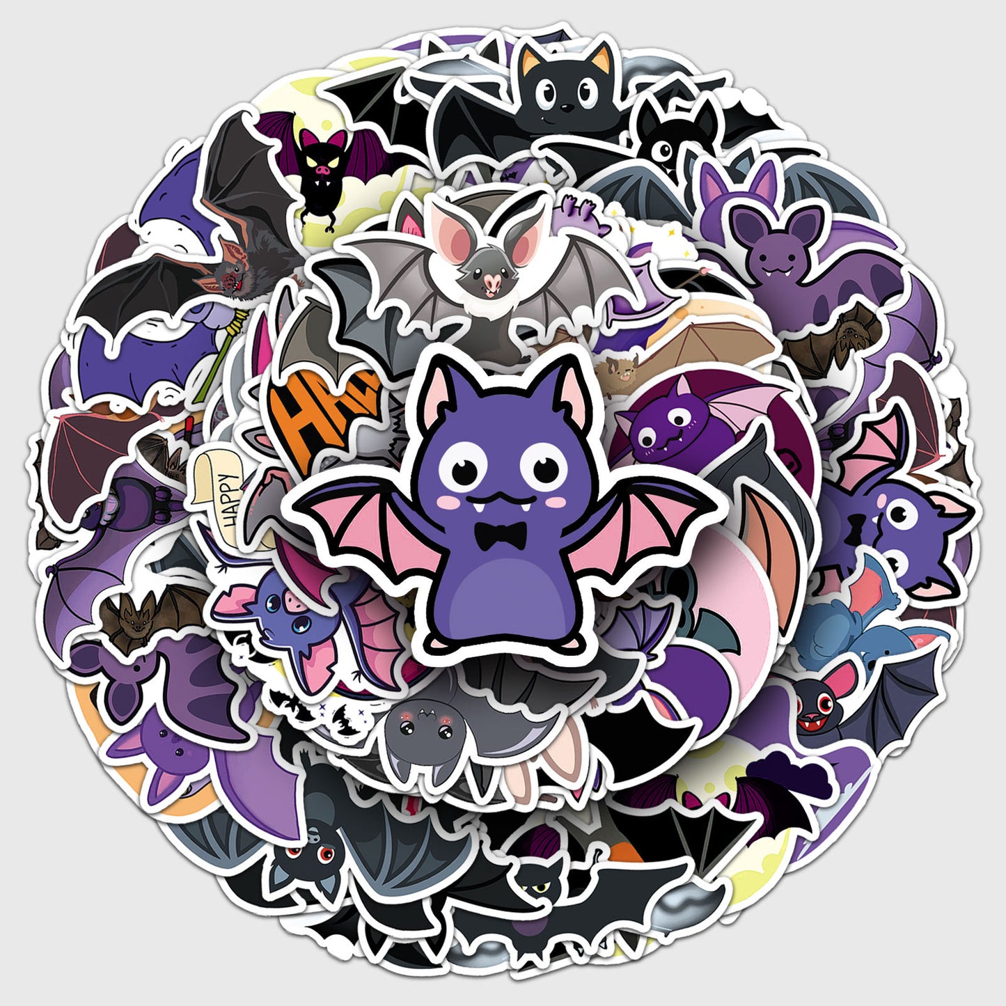 Halloween Stickers – 50pcs Cute Bat DIY Stickers