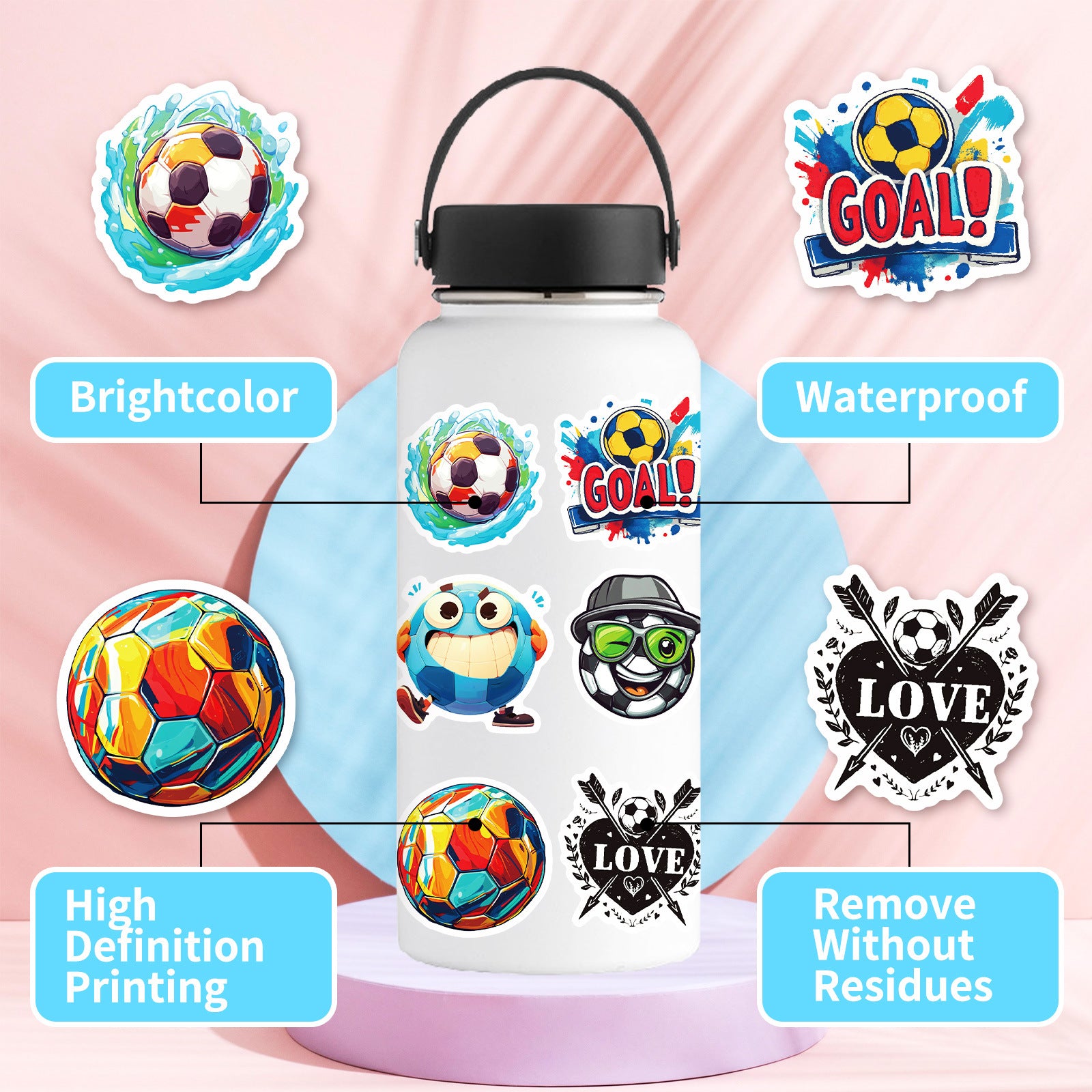 50PCS Football Stickers ⚽ Graffiti Sport Pack – Waterproof & Cool Kawaii Stickers