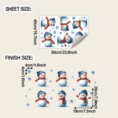 ☃️ Creative Funny Snowman & Snowflake Christmas Wall Stickers – Self-Adhesive PVC Décor ❄️🎄 40*60cm Kawaii Stickers